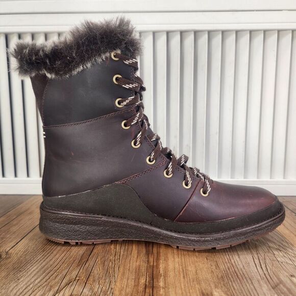 Merrell Tremblant Ezra Lace WP Ice+ Women Sz 7 Brown Leather Vibram Winter Boots - Picture 6 of 12